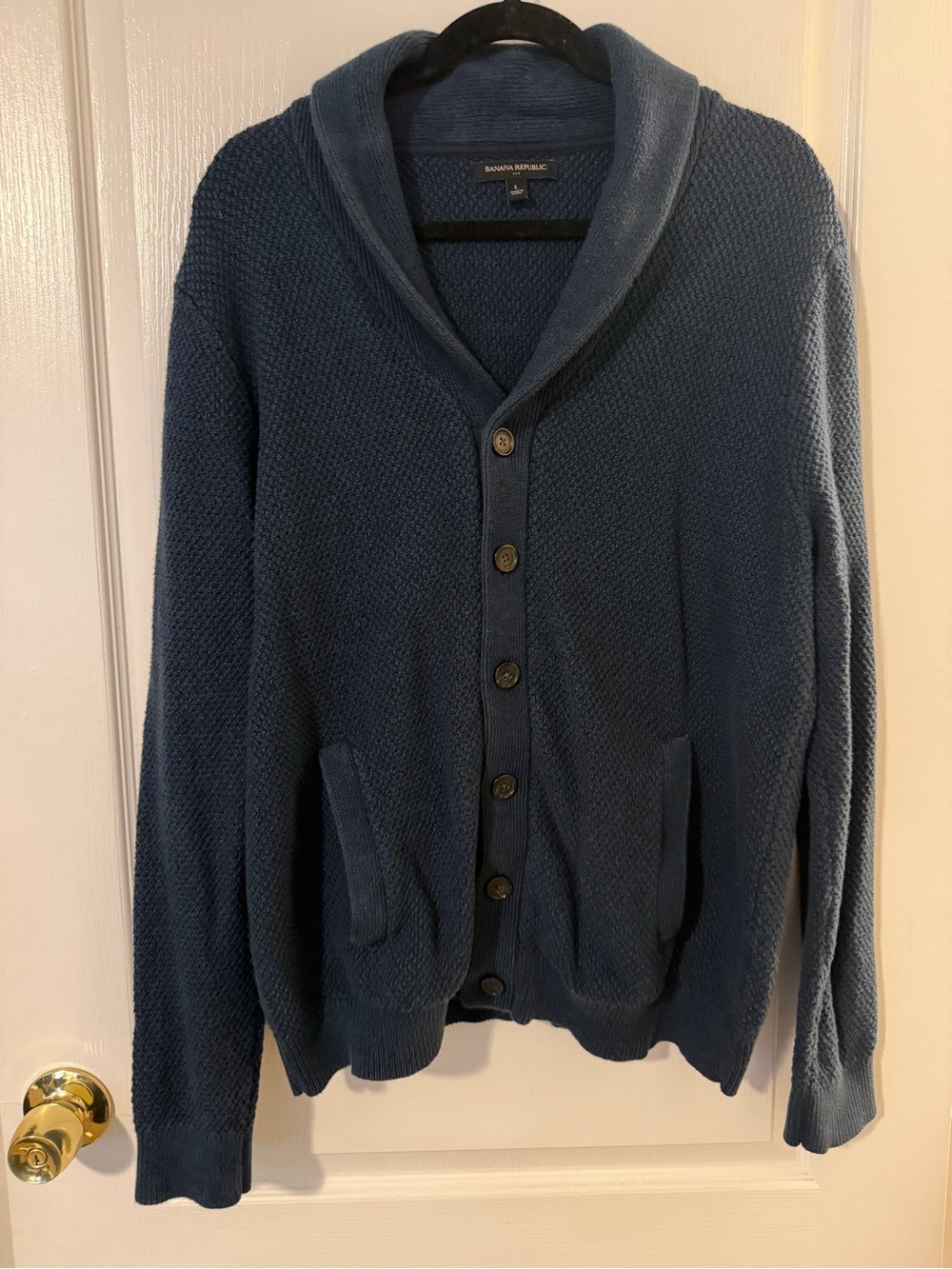 Banana Republic Men's Navy Shawl Collar Cardigan Sweater